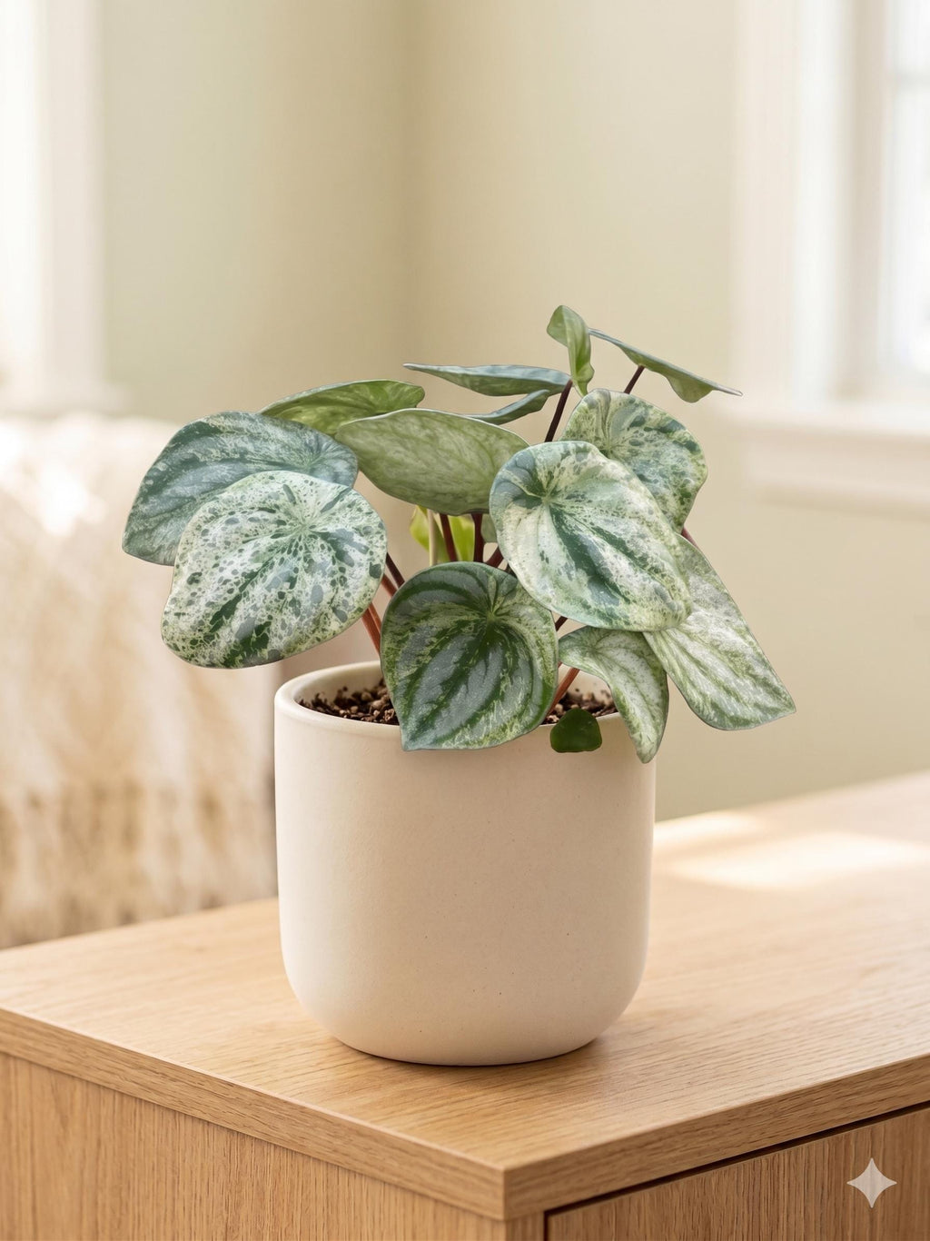 Peperomia 'Watermelon Variegated' Indoor Plants 4" Pot Austin Jungle Co.