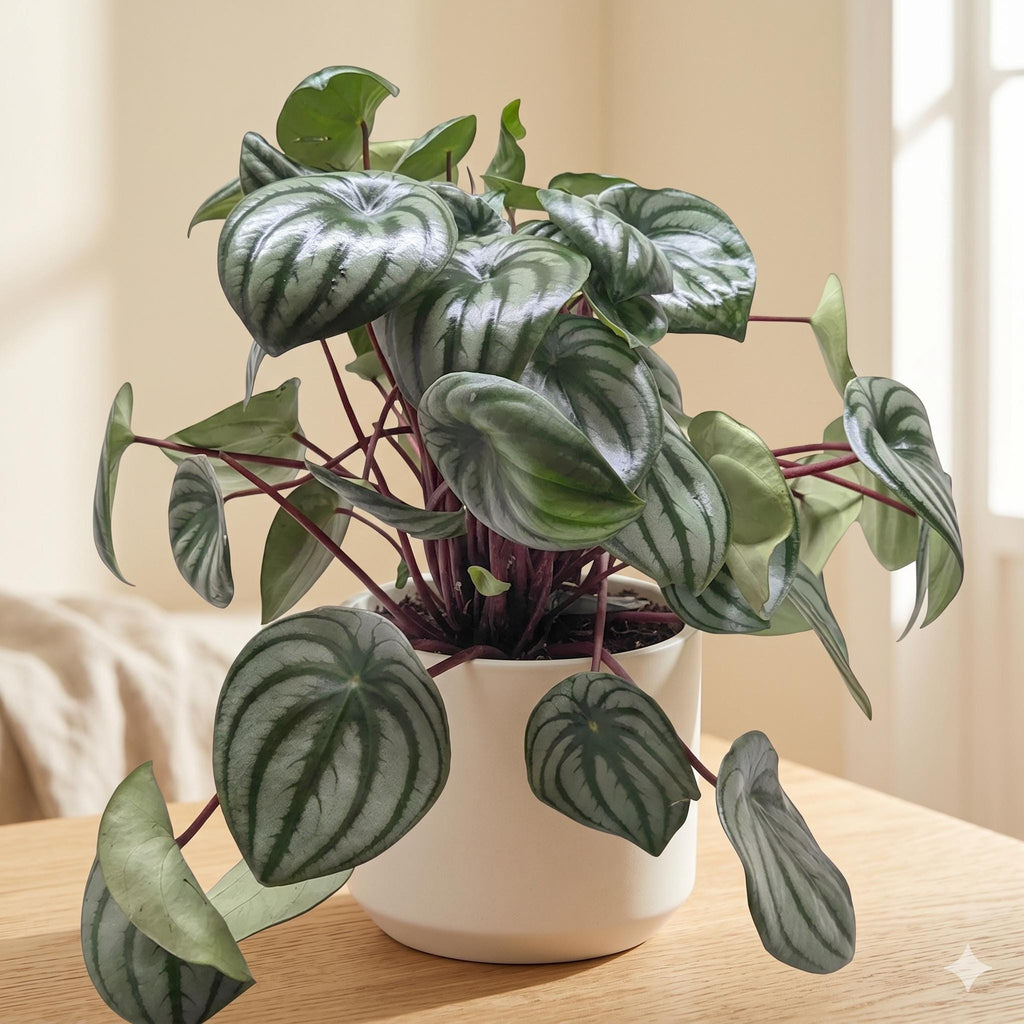 Peperomia Watermelon Indoor Plants 4" Pot / Terra Cotta Eco Pot Austin Jungle Co.
